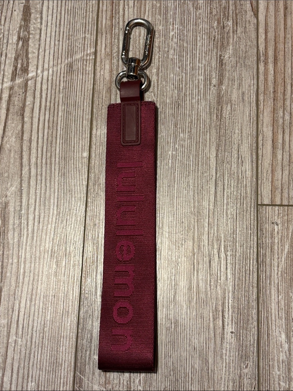 lululemon athletica Maroon Branded Key Wristlet with Metal Clip